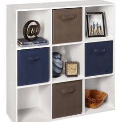 ClosetMaid 9 Cube Laminated Wood Open Bookcase Display Shelf Storage Organizer, White