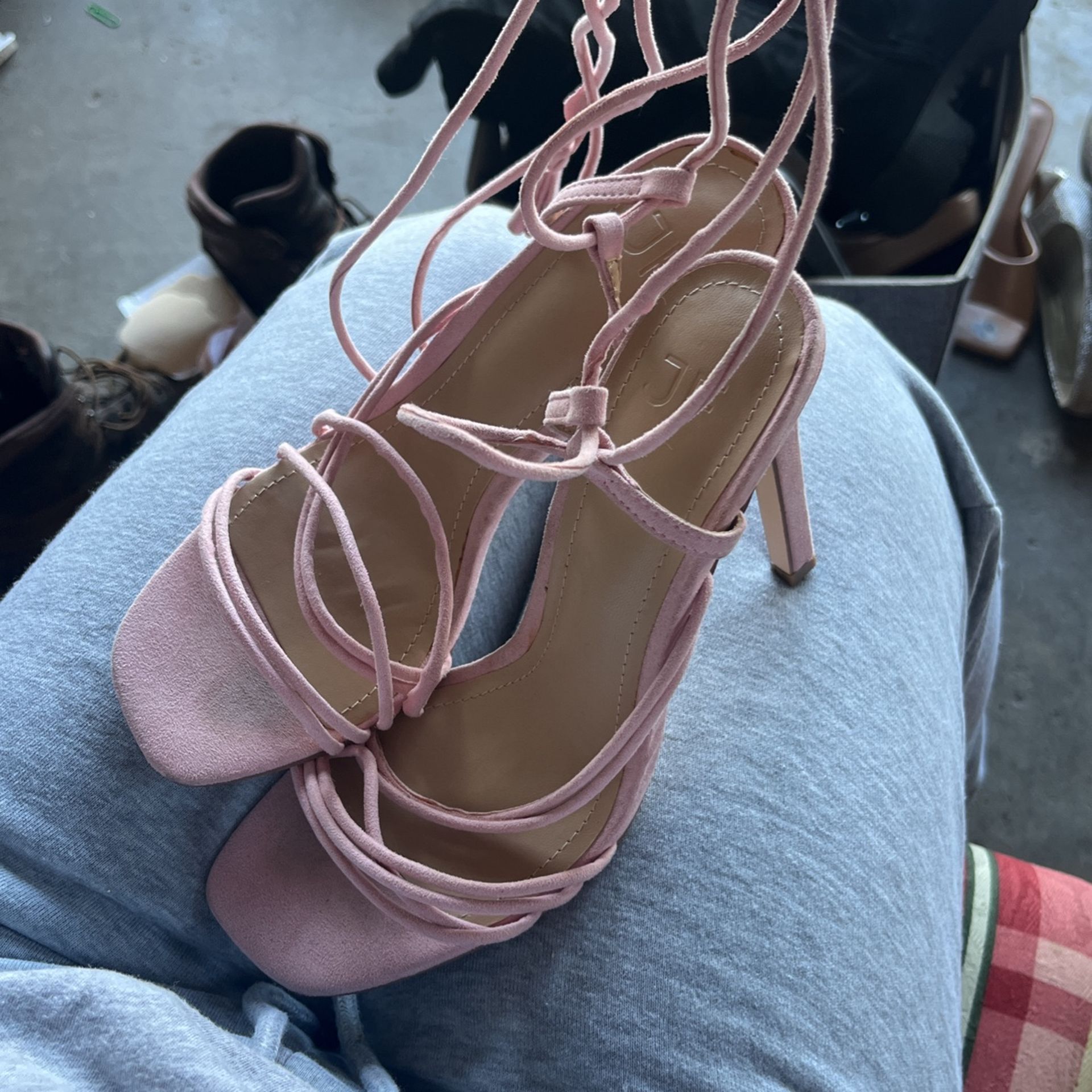 Tie Up Pink Heels