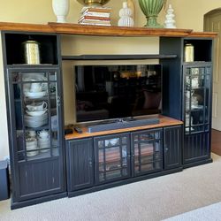 Large Wood Entertainment Center Media Console 