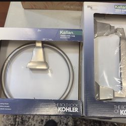Kohler, towel holder ring and toilet paper holder. Both brand new!