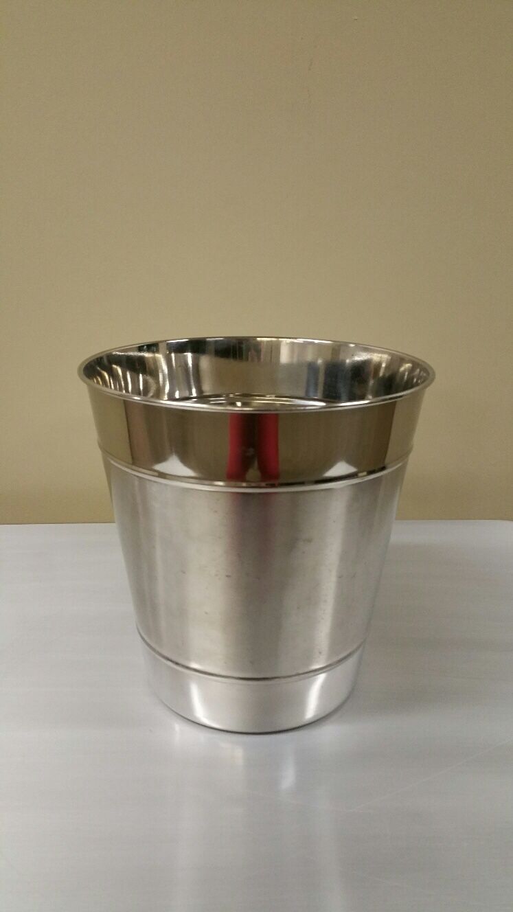 SILVER CHROME PAIL (10” Wide Top x 10” Tall x 7” Wide Base) - firm price