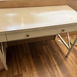 White Desk With Blue And White Chair