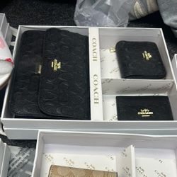 Black Leather Coach Bag Wallet Set