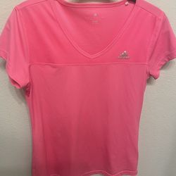 Adidas Women’s Climalite Pink Short Sleeve Shirt, Small