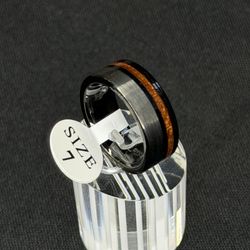 Handcrafted Tungsten Ring with Metallic Charcoal & Wood Veneer Inlay – Made in Hawaii