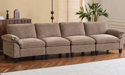 New in box VINGLI Convertible Sectional Sofa with Deep Seat &Movable 2-Layer, Oversized L-shape Cloud Sofa with Chaise & Armrests, 4-Seat Sofa for Spa