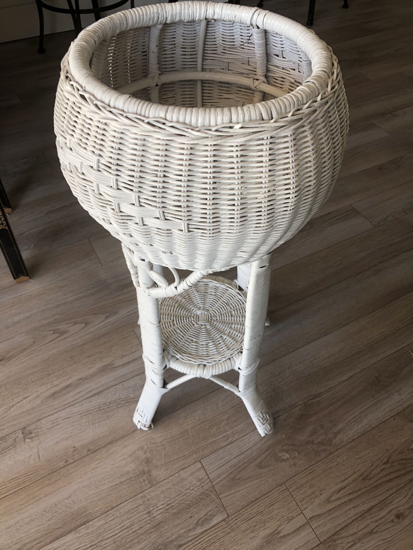 Large Vintage BoHo 29" Wicker, Bamboo Plant Stand Plant Holder