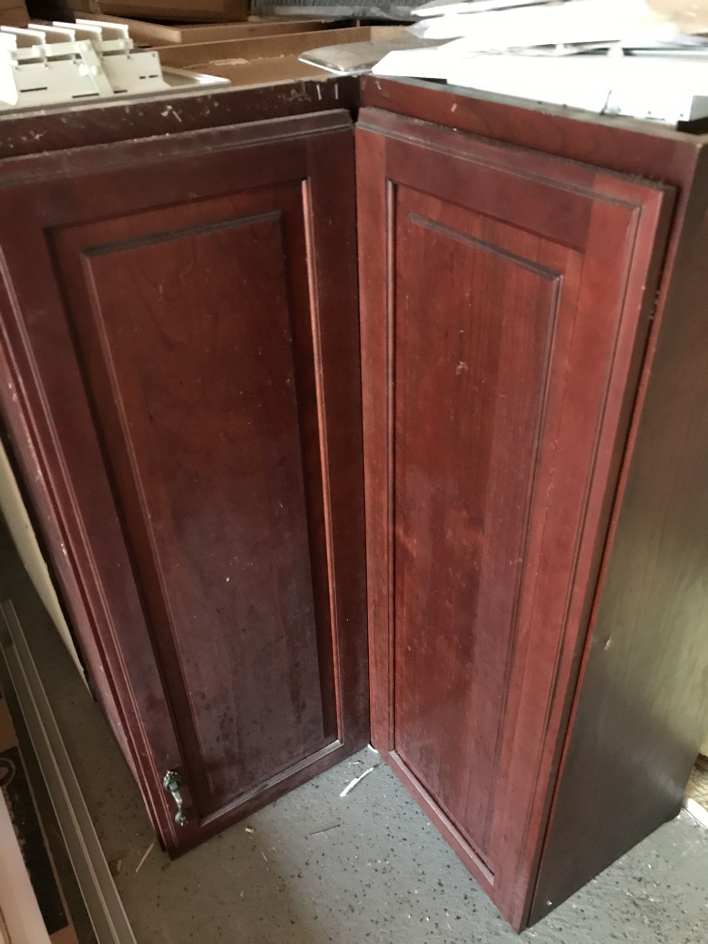 Wood upper kitchen cabinets