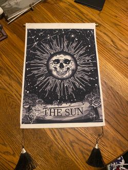 Goth Skull "The Sun" Tarot Card Wall Hanging Tapestry