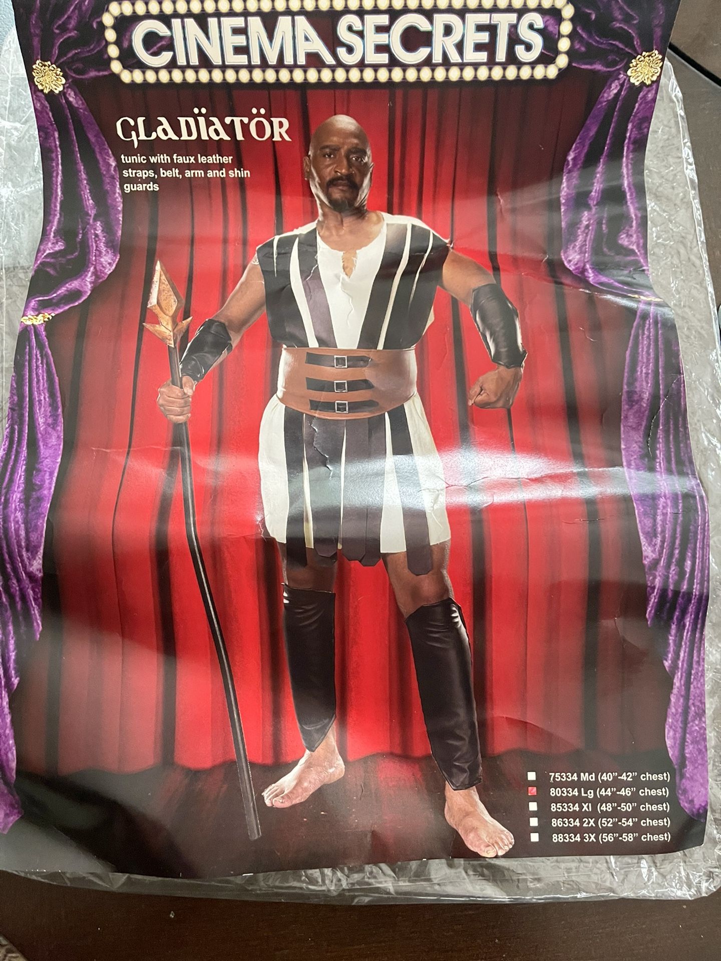 Gladiator Costume Large Size White & black & Brown