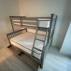 WARM GRAY TWIN OVER FULL BUNK BED WITH STORAGE!!$675!