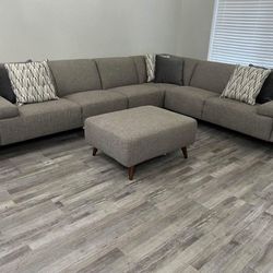 Sectional Sofa Large Grey Sectional Couch ! Mensa 5 Piece Fabric Sectional With Ottoman Grey Sectional Large Sectional Free Delivery