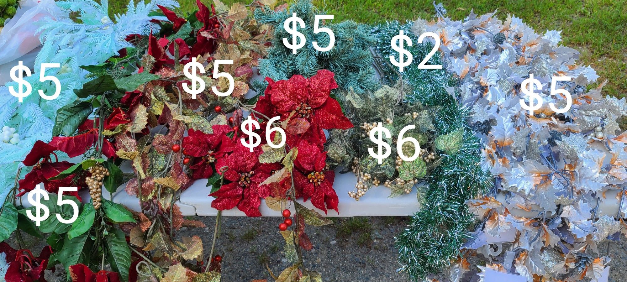 Garlands Tons Of Christmas, Flower Stems, Picks Branches, Swag, Poinsettia Leafs,