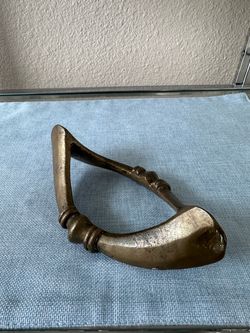 Antique West African Senufo Brass Currency Ankle Bracelet Boat Form 7.5" 1.8 lbs