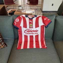 Puma Chivas Red White Striped Soccer Jersey size M / L