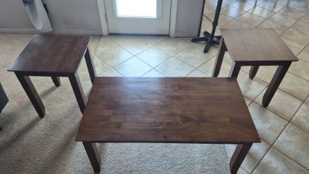 3-Piece Dark Brown Wood Table Set $60