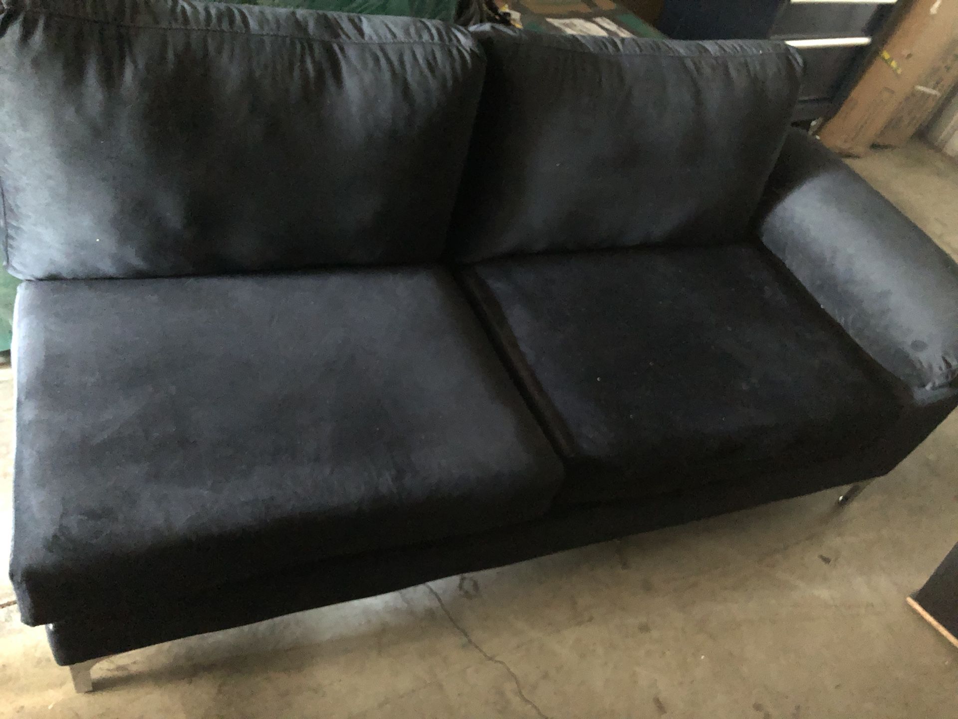 New Right Arm Love Seat Black Velvet For Small Places