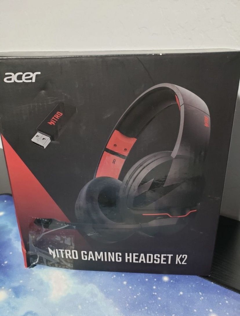 New Acer 2.4GHz Flex Wireless Gaming Headset, Non-Stop 100H Battery, Dynamic 50mm Drivers, Clear Voice Mic, Bluetooth 5.3, 3.5mm, Gaming Headphones