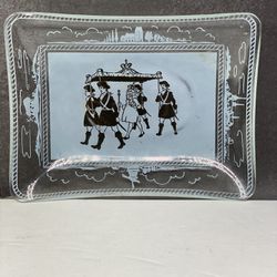 Long live the queen vintage Square Glass trinket Dish/ashtray. 3.3” x 4.5”. 