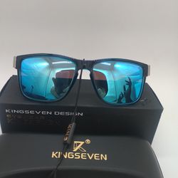 Unisex Kingseven Designer Polarized Mirrored Sunglasses Blue 