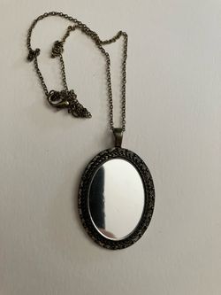 Framed MIRROR Charm Pendant Necklace - Unique Jewelry