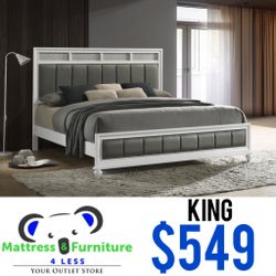 Barzini Wood King Panel Bed
