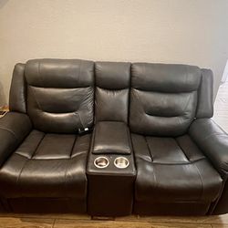 Real Genuine Italian Leather Recliner Couches 