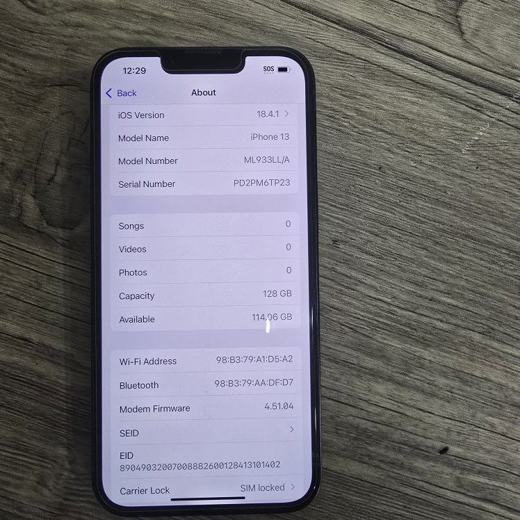 iPhone 13 128GB Black W/Screen protection