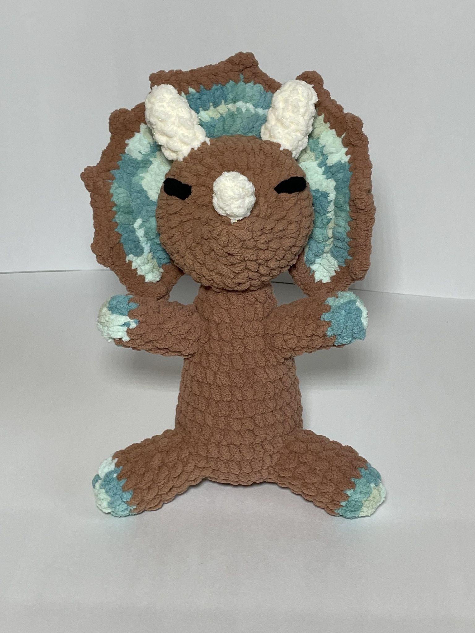 Crocheted Triceratops Plushie