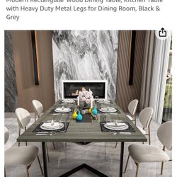 Large sturdy  Dark Grey Dining Table 