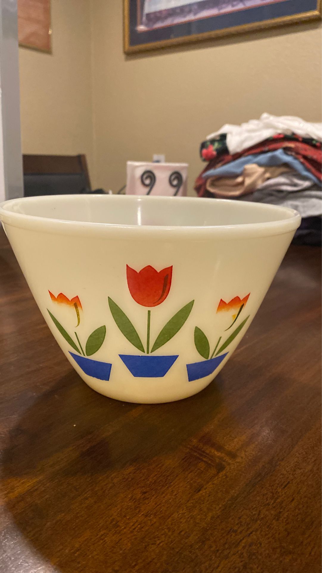 Antique (old) frosted glass deep bowl