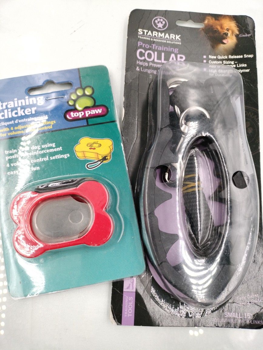 Starmark Pro Training Collar & Top Paw Training Clicker Combo Lot