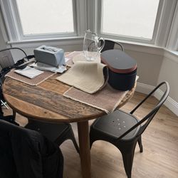 Reclaimed Wood Table With Medal Chairs 