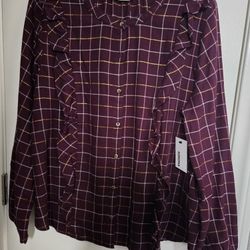 New With Tag Sonoma XL Full Sleeve Eggplant Color Woman's Dress Shirt