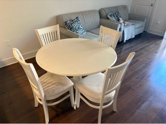 White Round Dining Table with 4 Chairs – $200 OBO