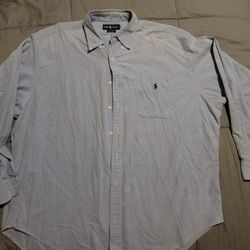 Ralph Lauren Light Blue Button Shirt Long Sleeve Big XXL
