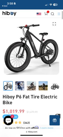 Hiboy P6 Fat Tire Electric Bike $900