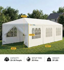 😀 HOTEEL 10x30 FT Party Tent Outdoor Canopy Tent Large Backyard Shelter Patio White Wedding Event Tent