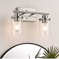EDISHINE Vanity Light Fixtures, 2 Light Bathroom Vanity Light Fixtures Brushed Nickel, Modern Wall Sconces for Bathroom, Powder Room, Bedroom, Kitchen