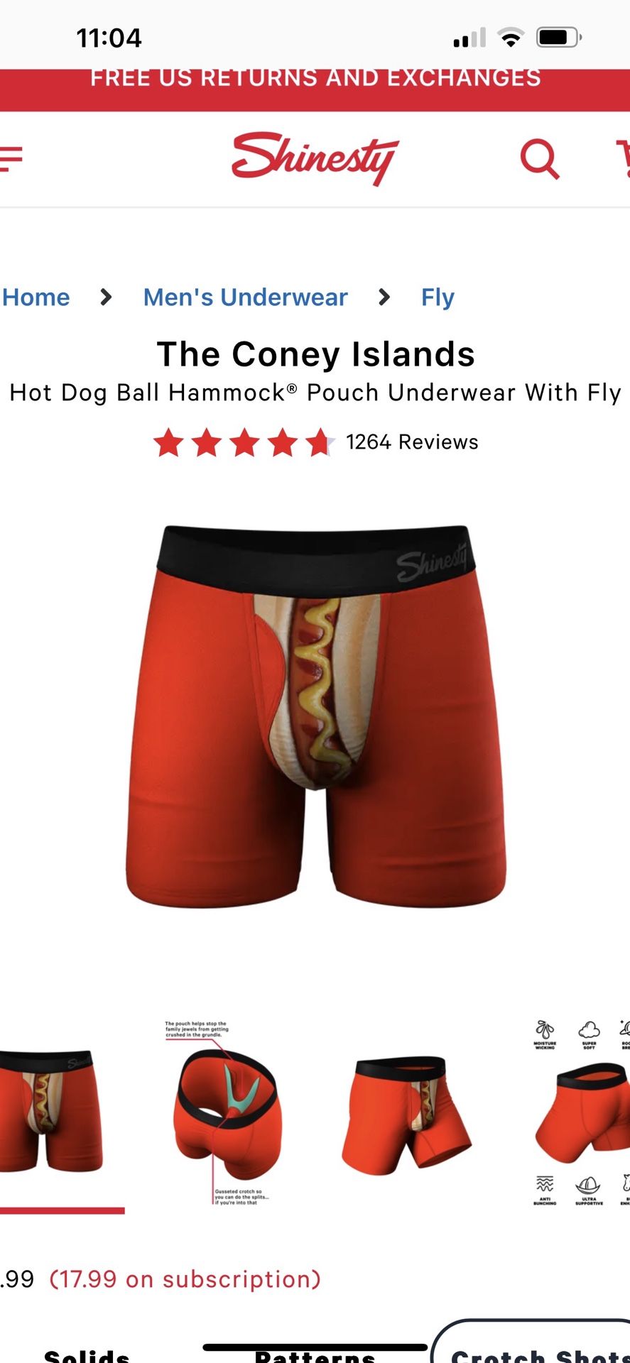 Shinesty Ball Hammock Underwear NWT