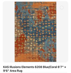 KAS Illusions Elements 6208 Blue/Coral 6'7" x 9'6" Area Rug