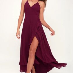 Lulus burgundy spaghetti strap dress