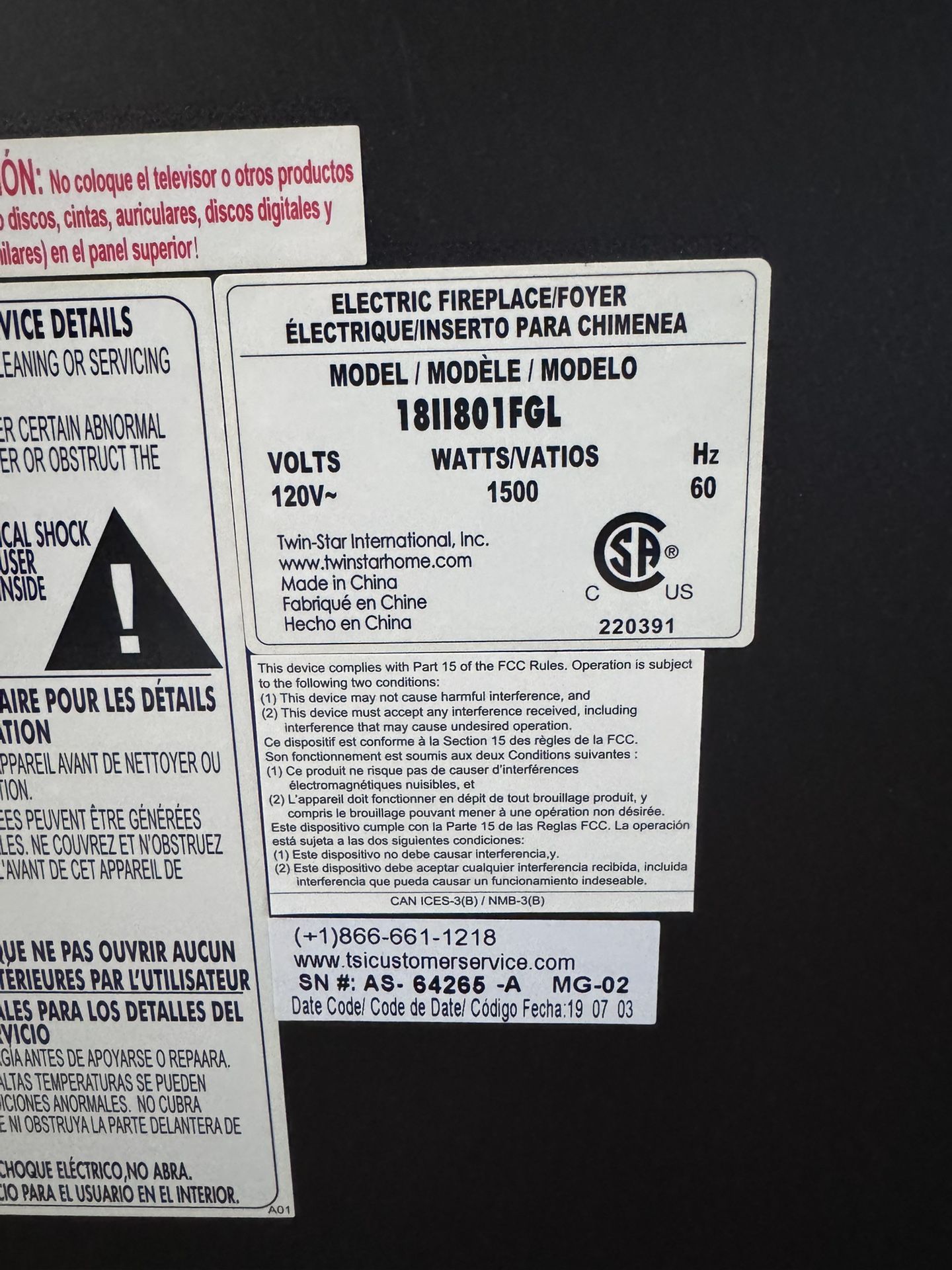 🔥 Electric Fireplace Heater – Dark Wood Mantel – Twin Star Model