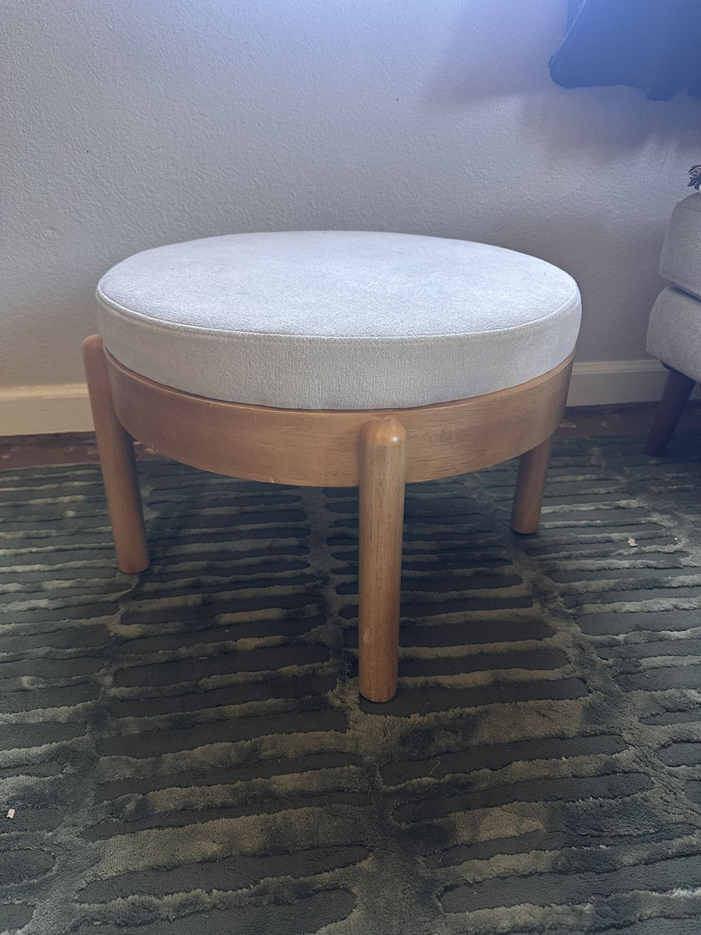 Target Threshold Round White Velvet Ottoman