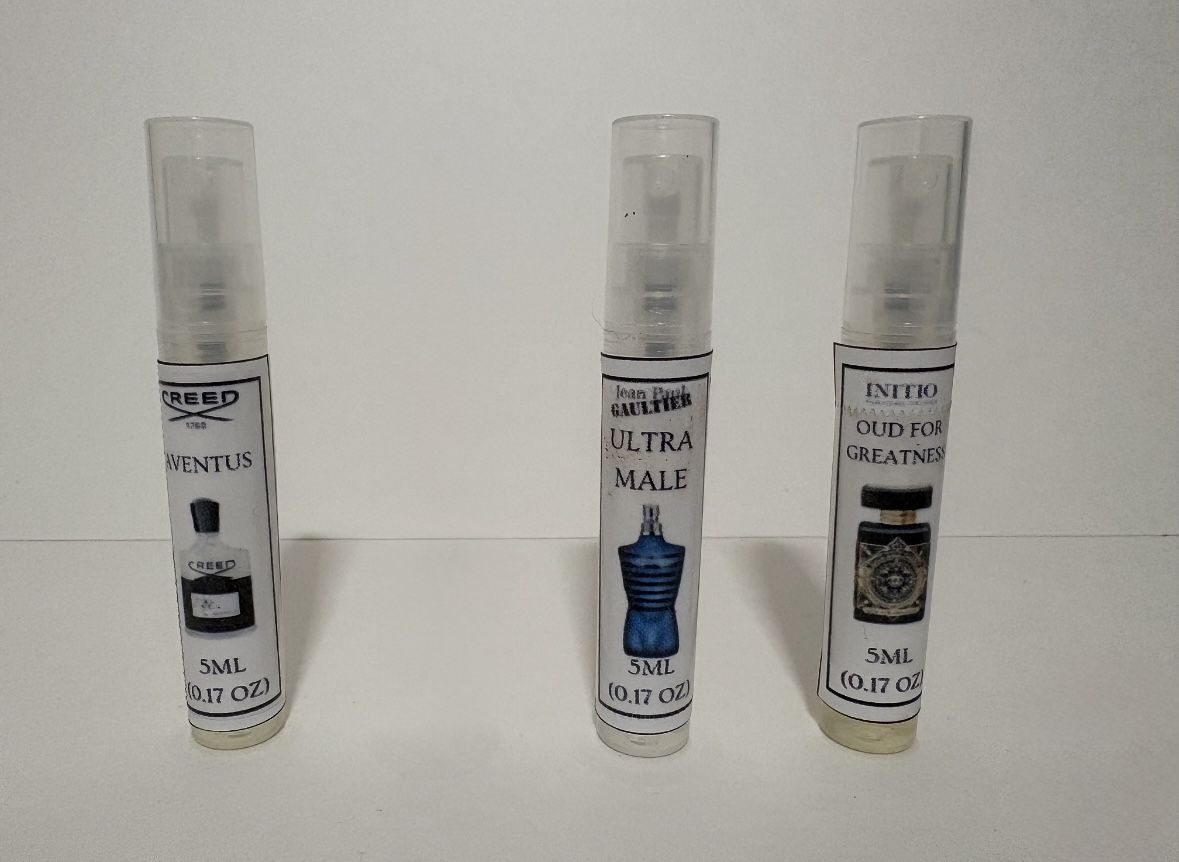 Premium 5mL Fragrance Samples – Creed Aventus, Ultra Male, Oud for Greatness