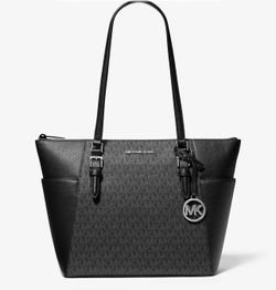 Michael Kors Charlotte Logo & Leather Top-Zip Tote Bag