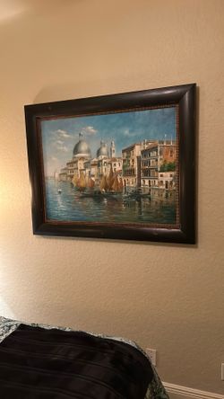 Large Vintage Painting Of Venice, Italy