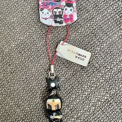 Rare Vintage Japanese Chibi-style Ninja Mascot With Shuriken Strap Keychain