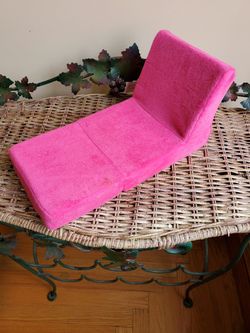 Pink plush lounger/fold up chair for an 18 inch doll