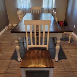 Farmhouse Table With 4 Chairs 
